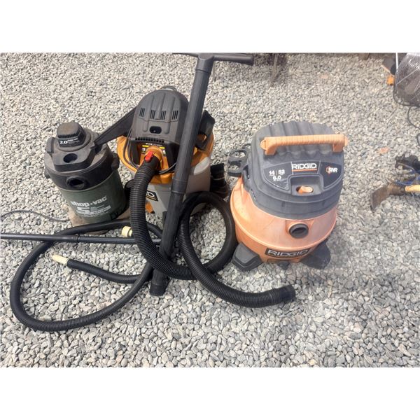 Shop-Vac & RIDGID Wet/Dry Vacuums Lot (3 Total)