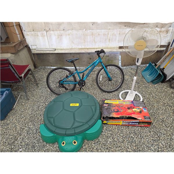 Northrock Kids Mountain Bike, Turtle Sandbox, & Racing Set Lot