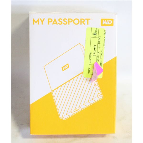 WD MY PASSPORT 1TB DRIVE PORTABLE STORAGE
