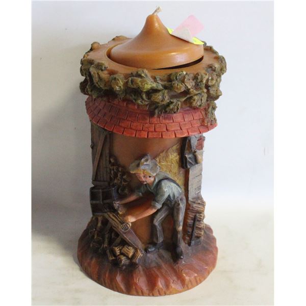 VINTAGE GERMAN CARVED CANDLE WITH