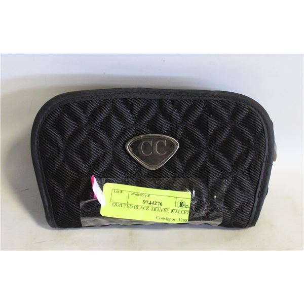 QUILTED BLACK TRAVEL WALLET