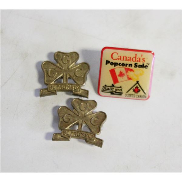 ESTATE LOT OF 3 GIRL SCOUTS & SCOUTS CANADA PINS