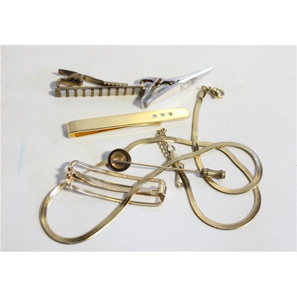 ESTATE TIE CLIPS/PIN/CHAIN ALL TOGETHER