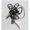 Image 1 : ESTATE ART GLASS PENDANT + ANIMAL TOOTH PENDANT-