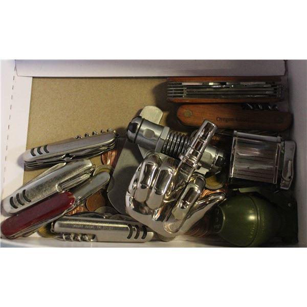 KNIVES LIGHTERS & COINS FROM ESTATE