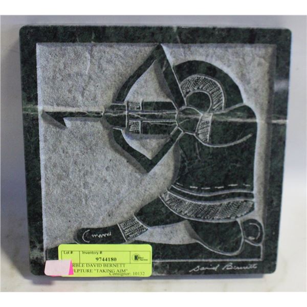MARBLE DAVID BERNETT SCULPTURE "TAKING AIM"