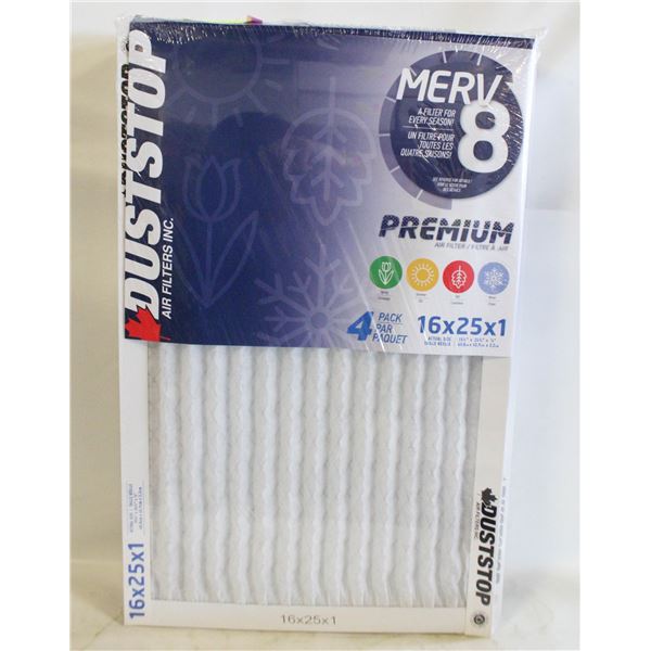 4PK MERV8 DUSTSTOP FILTER 16X25X1