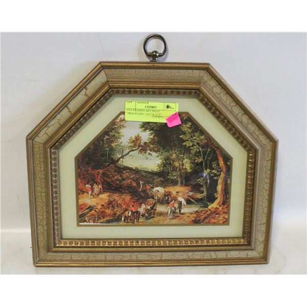 VNT FRAMED ART PRINT "TRAVELERS" 10.5" X 12.5"