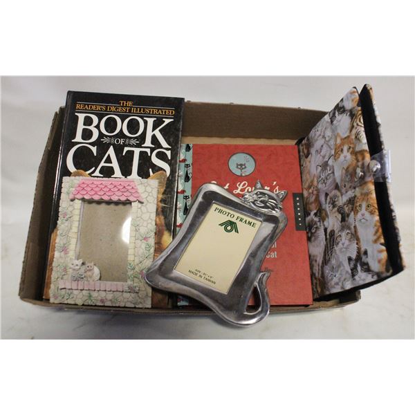 3 CAT LOVERS BOOKS WITH CAT THEME PICTURE FRAMES
