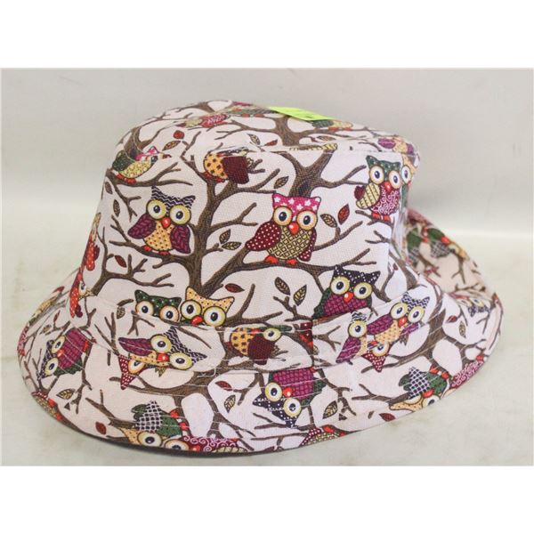 CANVAS OWL PRINT BUCKET HAT ONE SIZE