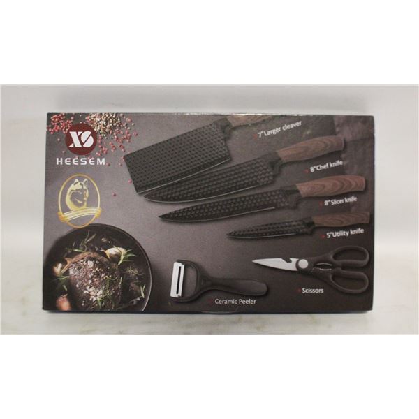 NEW 6PC KITCHEN KNIFE BLOCK SET HIGH CARBON
