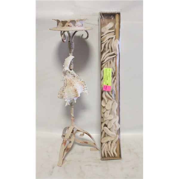 SPECIALTY SEASHELL CANDLE STAND PLUS NEW DÉCOR
