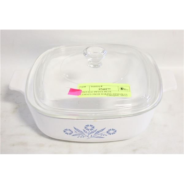 VINTAGE PRYEX BLUE CORNFLOWER BAKING DISH PLUS