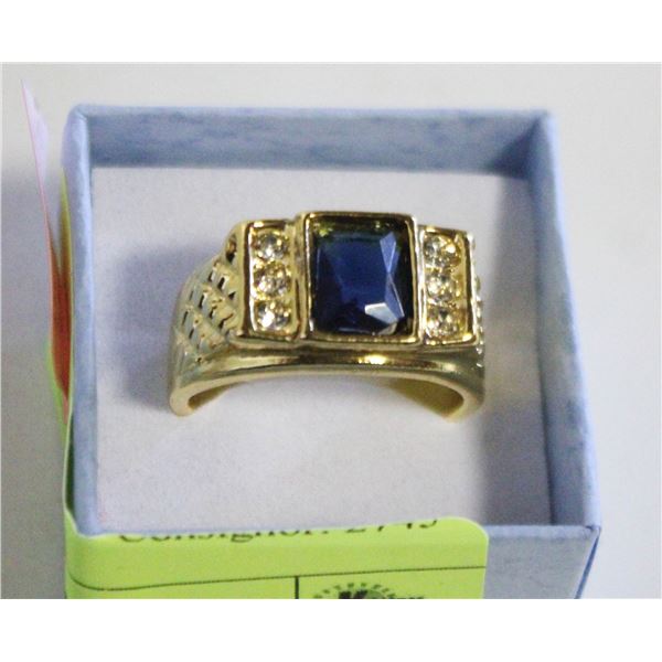BLUE SQUARE ZIRCON STYLE MEN'S  RING SIZE 11