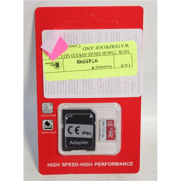 NEW 256GB HIGH-SPEED SD CARD, WATERPROOF AND
