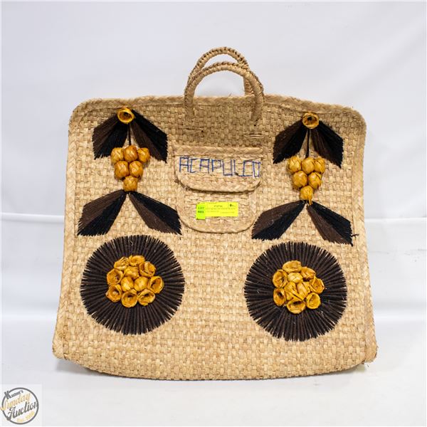 VINTAGE MEXICAN STRAW BEACH TOTE (ACAPULCO)