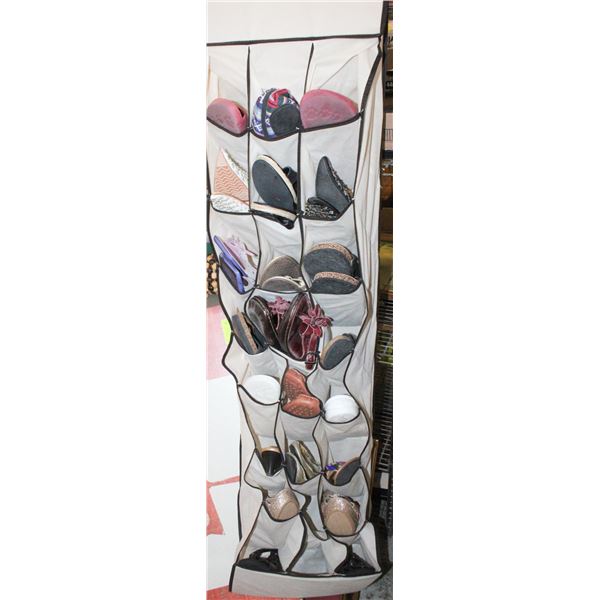 16 PAIRS LADIES SZ 7 SHOES IN DOOR ORGANIZER