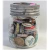 Image 1 : VINTAGE CORK LINED BOTTLE CAPS- JAR LOT ASST.