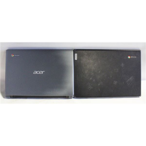 FLAT OF 2 CHROME BOOKS ACER AND LENOVO UNTESTED AN