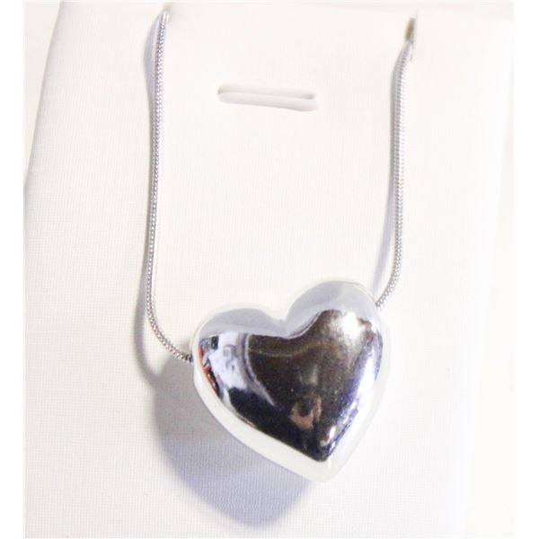 NEW SILVER TONED HEART NECKLACE
