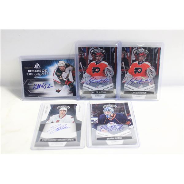 5 NHL AUTOGRAPHED CARDS