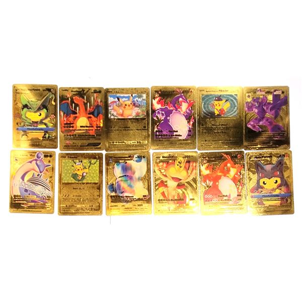 15)  LOT OF 12 FOIL POKEMON FAN ART