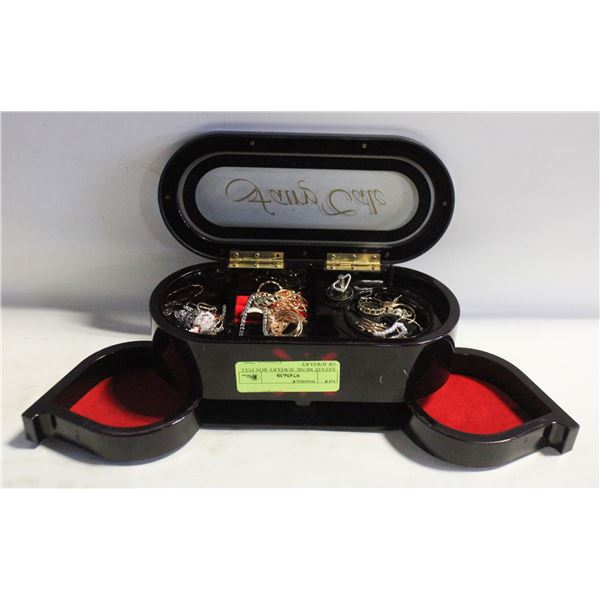 ESTATE MUSIC JEWELRY BOX FULL OF JEWELRY