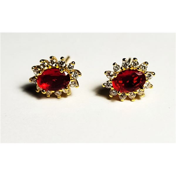 14)   GOLD TONE LAB CREATED RUBY &