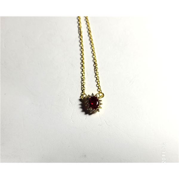 4)  GOLD TONE LAB CREATED RUBY &