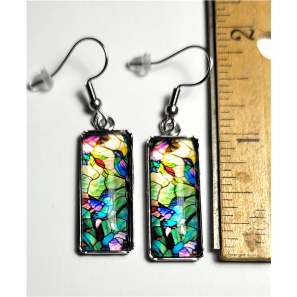 12)  SILVER TONE WITH STAINED GLASS