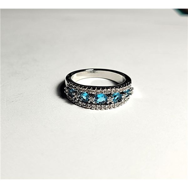 13)  SILVER TONE WITH CLEAR AND TOPAZ