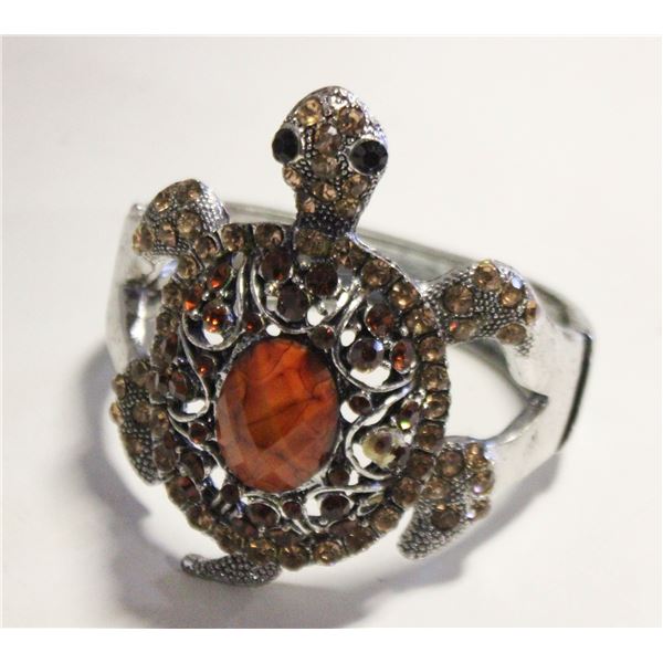 ESTATE TURTLE RHINESTONE CUFF BRACELET