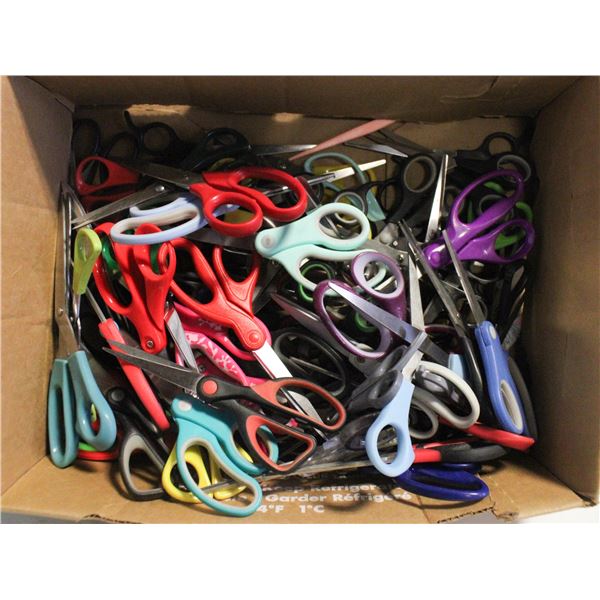 BOX OF CRAFT & HAIR CUTTING SCISSORS