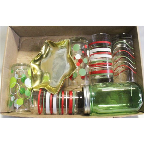 RED & GREEN DRINKING GLASSES, GREEN