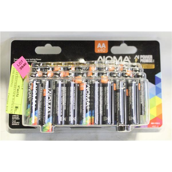 39 AA BATTERIES NEW IN PACKAGE (ONE MISSING)