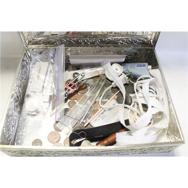 LARGE COLLECTORS TIN WITH OLD COINS & ESTATE
