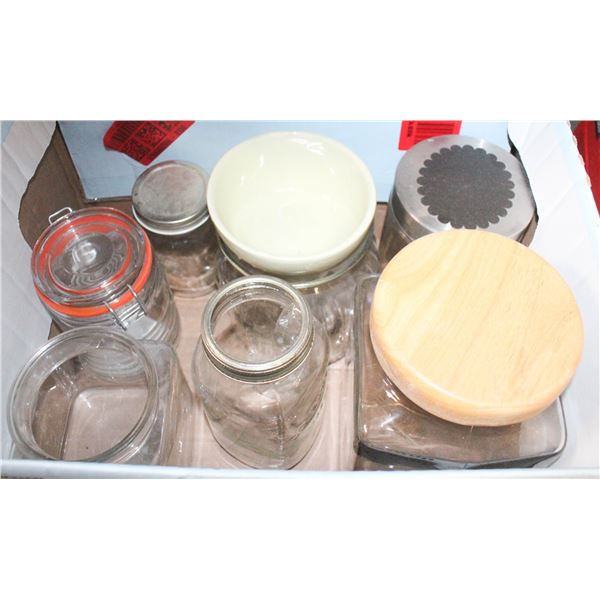 7 ASSORTED JARS, VTG. PETAL GRINDLEY