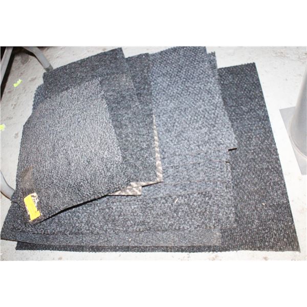 LOT OF 12 VARIOUS SIZES & COLORS CARPET TILES