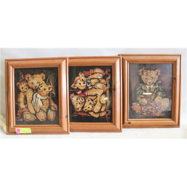 3 FRAMED TEDDY BEAR PICTURES