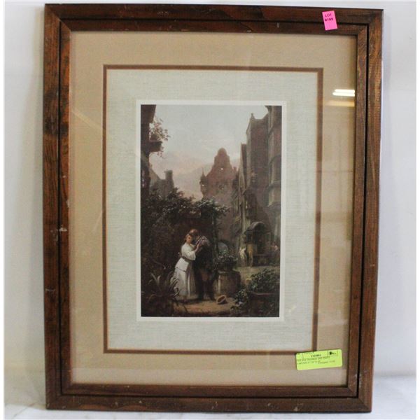 VINTAGE FRAMED ART PRINT "FAREWELL" 26" X 19"