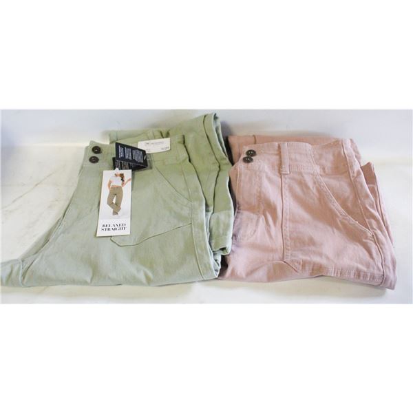 2 NEW PAIR RELAXED FIT 98% COTTON PANTS SZ 9/29 -