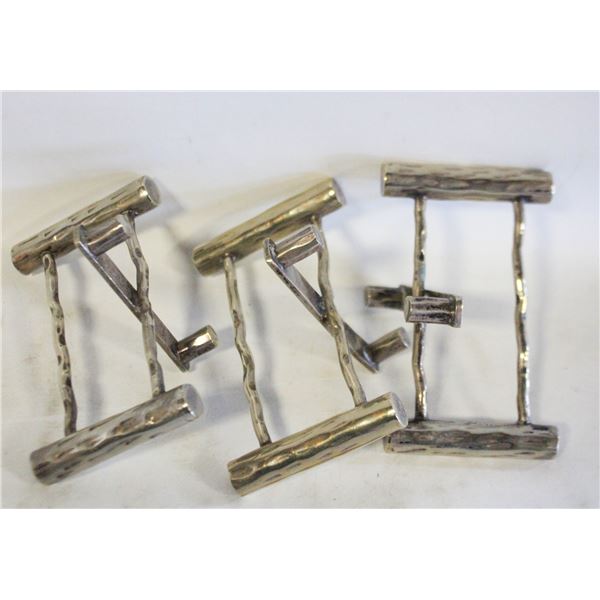 3 VINTAGE KNIFE RESTS EPNS STAMP