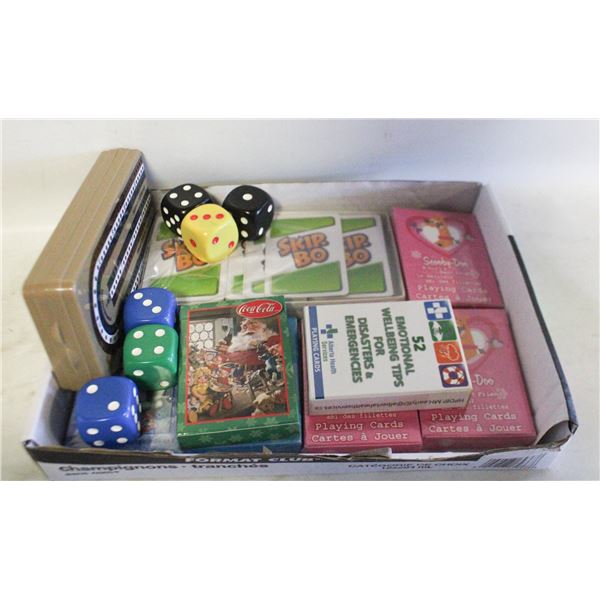 SKIP-BO CARDS-6 NEW + USED CARDS, TRAVL CRIB, 6
