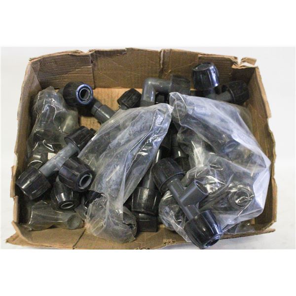 FLAT OF NEW POLY PIPE COMPRESSION FITTINGS