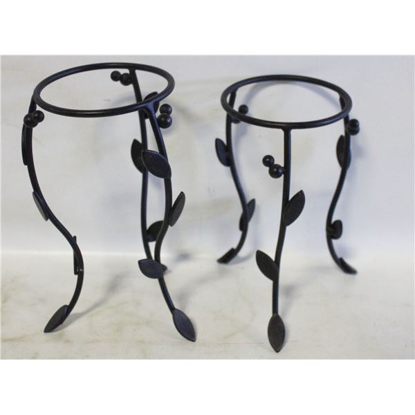 KEY SHAPED ORNATE CAST IRON CANDLE HOLDER SET