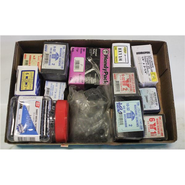FLAT OF BOXED SCREWS AND NAILS ETC