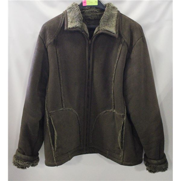 DENVER HAYES SUEDE/FUR LINED COAT- LADIES LARGE