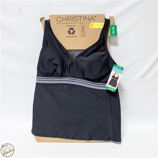 NEW CHRISTINA WOMENS XL - 14 BLACK/WHITE SWIMWEAR