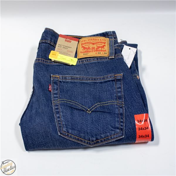 NEW LEVIS MENS 34 X 34 STRAIGHT FIT 514 JEANS