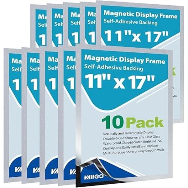 NEW PACK OF 10 11X17-IN MAGNETIC DISPLAY FRAME